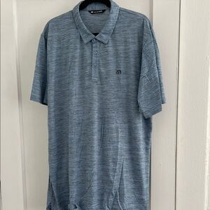 Travis Mathew Heathered Blue Polo Shirt